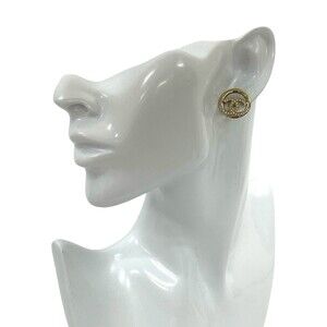 CHANEL Gold Logo Earrings